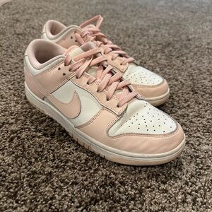 Nike Women's Pink and Cream Dunks